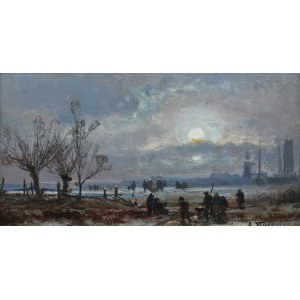 Adolf Stademann (1824 München - 1895 dort), Winterlandschaft mit Staffage