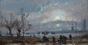 Adolf Stademann (1824 Munich - 1895 there), Winter landscape with staffage