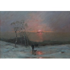 Désiré Thomassin (1858 Vienna - 1933 Munich), Hunters in a winter landscape