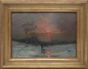 Désiré Thomassin (1858 Vienna - 1933 Munich), Hunters in a winter landscape
