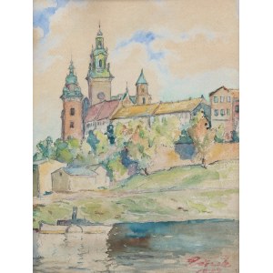 Künstler unbestimmt (20. Jahrhundert), Blick auf den Wawel von der Weichsel aus, 1939