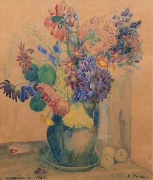 Emil Krcha (1894 Kałusz -1972 Kraków), Martwa natura z polnymi kwiatami, 1943