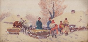 Adam Setkowicz (1875 Kraków - 1945 there), Meeting by the sleigh