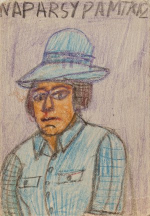 Nikifor Krynicki (1895 Krynica Zdrój - 1968 Folusz), Portret kobiety w kapeluszu