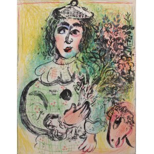 Marc Chagall (1887 Lozno u Vitebska-1985 Saint-Paul de Vence), Klaun s květinami