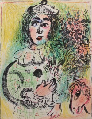 Marc Chagall (1887 Łoźno k. Witebska-1985 Saint-Paul de Vence), Klaun z kwiatami