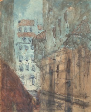 Tadeusz Cieślewski (1870 Warszawa-1956 tamże), Stare Miasto w Warszawie, praca dwustronna
