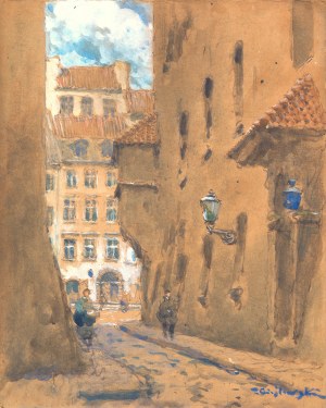 Tadeusz Cieślewski (1870 Warsaw-1956 there), Old Town in Warsaw, double-sided work