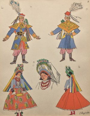 Zofia Stryjeńska (1891 Kraków - 1976 Geneva), Krakowiak and krakowianka - wedding costumes, 1939