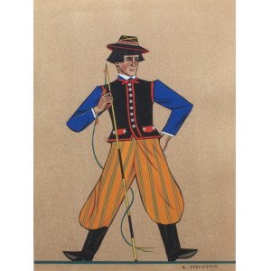 Zofia Stryjeńska (1891 Kraków - 1976 Geneva), Folk costume from Łowicz, 1939