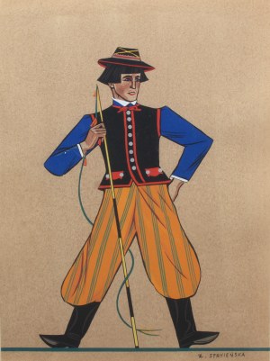 Zofia Stryjeńska (1891 Kraków - 1976 Geneva), Folk costume from Łowicz, 1939