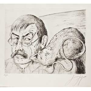 Günter Grass (1927 Gdaňsk-2015 Lübeck), Autoportrét s krysou