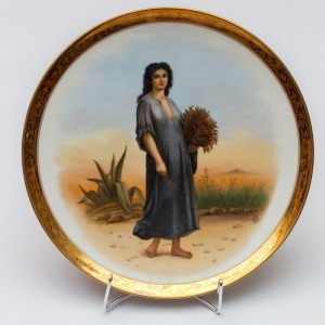 TALERZ Z RUTH, Niemcy, Berlin, KPM, po 1880, Porcelana, farby naszkliwne, złocenia, śr. 35, wys. 4 cm