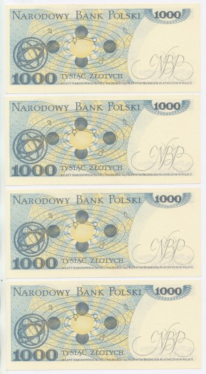 People's Republic of Poland, 1000 gold 1982 EP consecutive issues. Total of 4 pcs. (305)