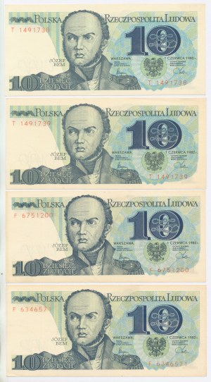People's Republic of Poland, 10 gold 1982 Series: F, F, T, T. Total of 4 pcs. (306)