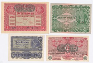 Austria, set of 1, 2, 10 and 100 crowns. Total of 4 pcs. (401)