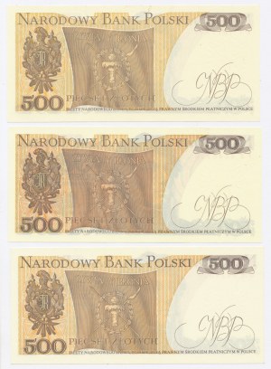 People's Republic of Poland, Set of 500 gold 1982. various series. Total of 3 pcs. (504)