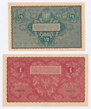 II RP, 1/2 mkp 1920 and 1 mkp 1919. total of 2 pcs. (605)