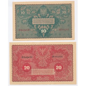 II RP, 10 mkp 1919 i 20 mkp 1919. Razem 2 szt. (606)