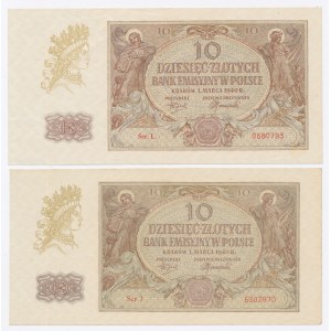GG, 10 złotych 1940 serie L i J. Razem 2 szt. (614)