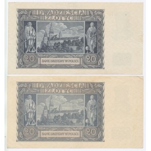 GG, 20 złotych 1940 serie L i K. Razem 2 szt. (615)