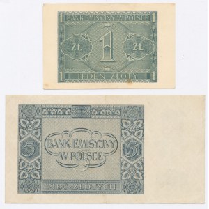 GG, 1 złoty 1941 BB i 5 złotych 1941 AD. Razem 2 szt. (617)