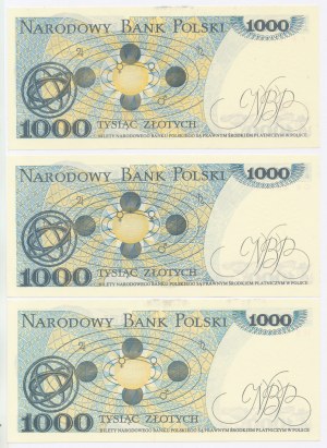 People's Republic of Poland, 1000 gold 1982. various series. Total of 3 pieces. (626)