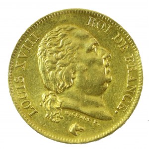 Francja, Ludwik XVIII, 40 franków 1816 Q, Perpignan. Rzadkie (801)