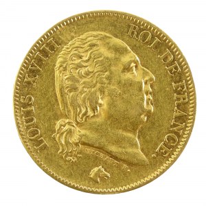 Francja, Ludwik XVIII, 40 franków 1824 A, Paryż. Rzadkie (806)