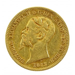 Włochy, Sardynia, 20 lirów 1852 F, Turyn (823)