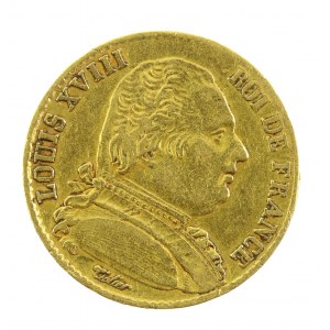 Francja, Ludwik XVIII, 20 franków 1814 A, Paryż. Rzadkie (827)