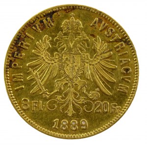 Austria, Franciszek Józef I, 8 Florenów = 20 franków 1889 (830)