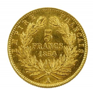 Francja, Napoleon III, 5 franków 1854 A, Paryż (831)