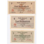 Niemcy, Stuttgart 1, 2, 5, 10, 20 Reichsmark 1945. Razem 5 szt. (528)