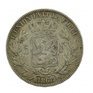Belgia, Leopold II, 5 franków, 1868 (151)