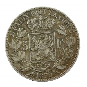 Belgia, Leopold II, 5 franków, 1870 (152)