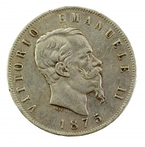 Italy, Victor Emmanuel II, 5 lira 1875 (153)
