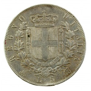 Włochy, Wiktor Emanuel II, 5 lirów 1875 (153)