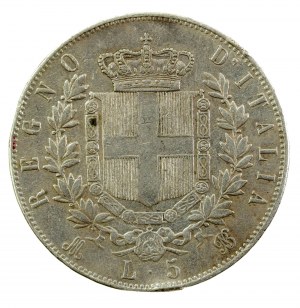 Italy, Victor Emmanuel II, 5 lira 1875 (153)