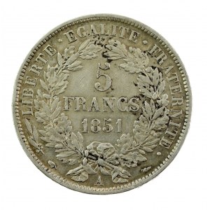 Francja, II Republika, 5 franków 1851 A, Paryż (155)