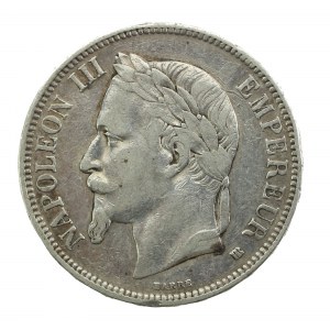 Francja, Napoleon III, 5 franków 1868 BB, Strasburg (156)