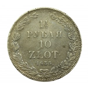Zabór rosyjski, Mikołaj I, 1-1/2 rubla=10 złotych 1835 НГ, Petersburg(1194)