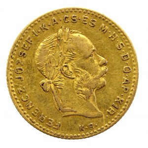 Węgry, Franciszek Józef I, 4 forinty = 10 franków 1887 KB, Kremnica (991)