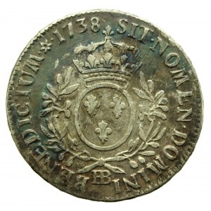 Francja, Ludwik XV, Ecu 1738 BB, Strasbourg. Rzadkie (1148)