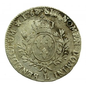 Francja, Ludwik XV, Ecu 1768 L, Bayonne. Rzadkie (1149)