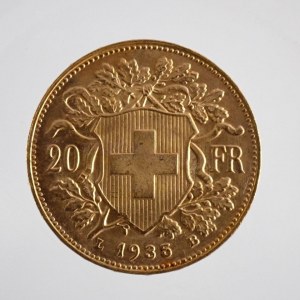 20 Franc 1935, nep. rýs.,