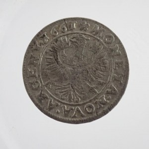 3 krejcar 1661, nep. justýrovaný, mincovna Břeh mincm. Weiss,