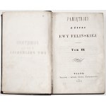 Felińska E., PAMIĘTNIKI Z ŻYCIA EWY FELIŃSKIEJ, Wilno 1856