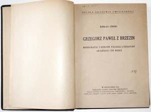 Górski K., GRZEGORZ PAWEŁ Z BRZEZIN, 1929 [monograph on the history of Polish Arian letters of the 16th century].