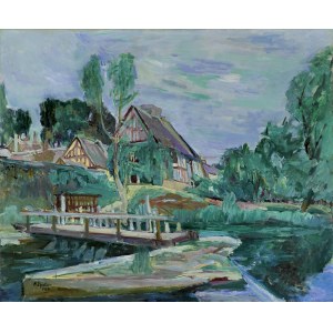 Henryk Epstein, Krajina s domky na rybníku, 1934